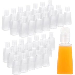 100PCS Travel Size Bottles 1oz Plastic Mini Bottles 30 ml Empty Clear Small Trapezoidal Portable Travel Bottle, Refillable Cosmetic Containers with Flip Cap for Liquid, Lotions, Toner, Body Soap