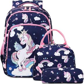 Girls Backpack for Elementary Kids School Bookbag Set Cute Unicorn Backpacks for Girls Water Resistant