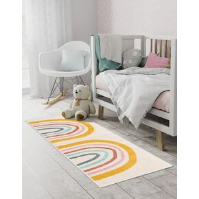 Unique Loom Whimsy Kids Collection Area Rug - Rainbow (2' 2" x 3' 11" Runner, Ivory/Yellow)
