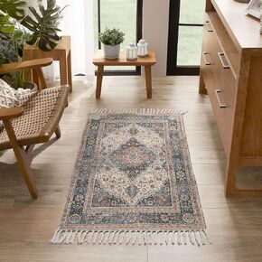 Jessica Simpson Chenille Cedarlyn Fringe Rug - Skid-Resistnat & Washable Accent Rug - 26" x 51"