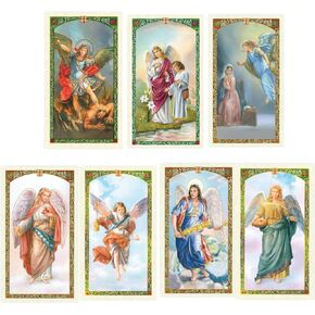 Seven Archangels Laminated Catholic Prayer Cards for Intervention and Guidance, Michael Gabriel Raphael Uriel Barachiel Jhudiel and Sealtiel Holy Cards to Inspire Direct and Support Your Daily Living