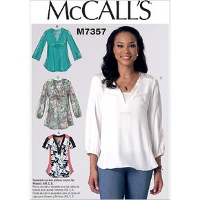 McCall's Patterns M7357 قمصان ذات أربطة مع نير، مقاس A5 (6-8-10-12-14)