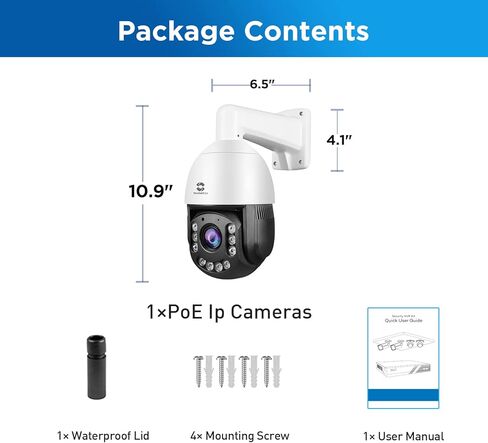 GWSECU 4K PTZ Camera Outdoor PoE Security, 20x Optical Zoom AI Human Vehicle Detection Trigger Spotlights & Color Night, 360° Pan 95° Tilt, 2 Way Talk, Auto Cruising Human Tracking, P608IRDX20 in Saudi Arabia