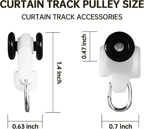 Curtain Glider Track Rail Runners Curtain Mute Wheel Rollers Heavy-Duty Curtain Tracks Pulley 20PCS,White… in Kuwait