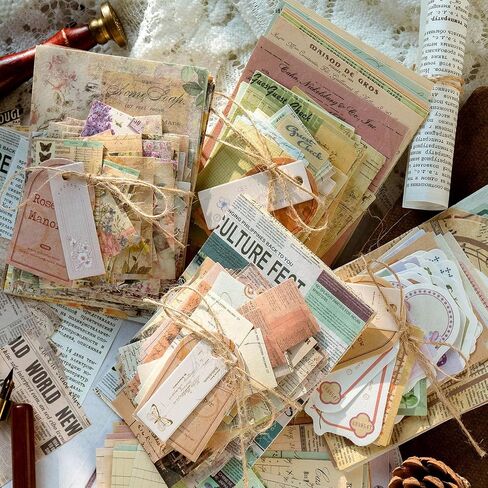 ورق سجل القصاصات، 400 ورقة من لوازم اليومية لمخطط الحرف اليدوية العتيقة، لوازم المجلات غير المرغوب فيها، زخارف ألبوم بطاقات مجمعة من الوسائط المختلطة in Kuwait