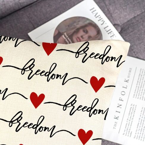 4th of July Throw Pillow Covers 18 x 18 Inch Set of 4, Patriotic Stars God Bless America Summer Farmhouse Holiday Independence Memorial Day Cushion Case for Home Sofa Couch Decoration TH201 in Kuwait