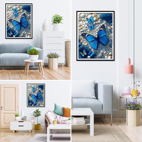 MXJSUA 5D الماس الفن مجموعات الرسم للبالغين، الفراشة الزرقاء حجر DIY الماس الفن مجموعات كاملة جولة الحفر الماس الفن اللوحة عدة للبالغين، صورة كريستال جوهرة الفن لديكور جدار المنزل 12x16In in Saudi Arabia