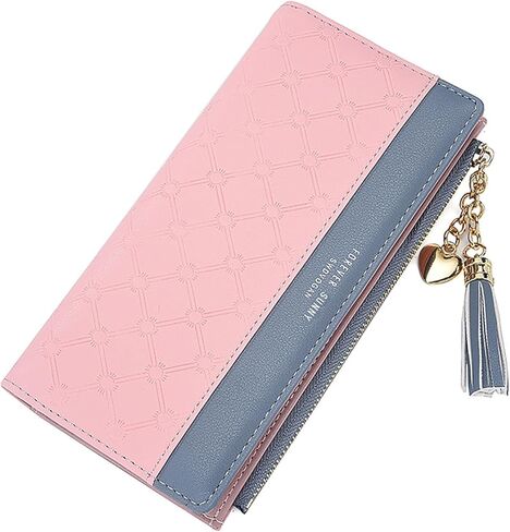 محفظة Yafanqi للنساء من الجلد ومنظم بطاقات الائتمان للفتيات بسحاب لطيف كبير ومحافظ طويلة للعملات المعدنية (C-أسود) in Kuwait