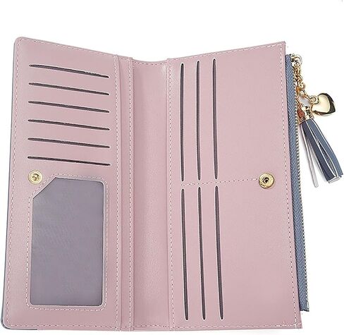 محفظة Yafanqi للنساء من الجلد ومنظم بطاقات الائتمان للفتيات بسحاب لطيف كبير ومحافظ طويلة للعملات المعدنية (C-أسود) in Kuwait