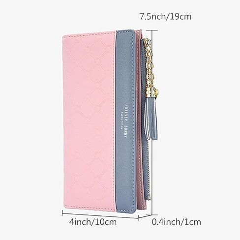 محفظة Yafanqi للنساء من الجلد ومنظم بطاقات الائتمان للفتيات بسحاب لطيف كبير ومحافظ طويلة للعملات المعدنية (C-أسود) in Kuwait