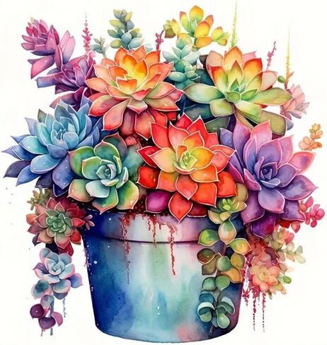 FHBUBPUP Diamond Painting Kits for Adults, Succulent Plants Diamond Art Kits, Full Drill Round Gem Art, DIY Paint with Diamond Beads Crafts for Home Wall Decoration Gifts 12x12 inch in Saudi Arabia