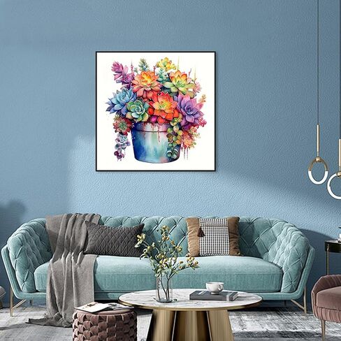 FHBUBPUP Diamond Painting Kits for Adults, Succulent Plants Diamond Art Kits, Full Drill Round Gem Art, DIY Paint with Diamond Beads Crafts for Home Wall Decoration Gifts 12x12 inch in Saudi Arabia