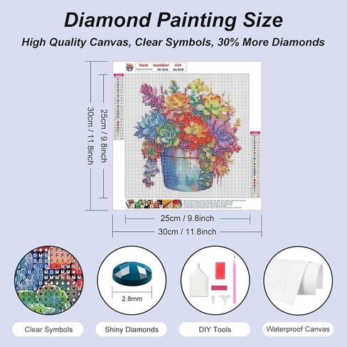 FHBUBPUP Diamond Painting Kits for Adults, Succulent Plants Diamond Art Kits, Full Drill Round Gem Art, DIY Paint with Diamond Beads Crafts for Home Wall Decoration Gifts 12x12 inch in Saudi Arabia