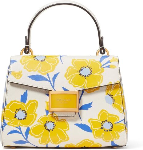 Kate Spade New York Katy Sunshine Floral Textured Leather Small Top Handle, Cream Multi in Kuwait