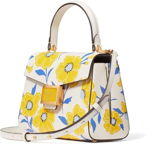 Kate Spade New York Katy Sunshine Floral Textured Leather Small Top Handle, Cream Multi in Kuwait