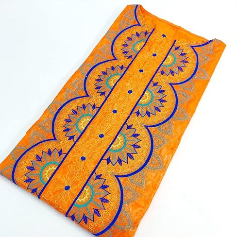 African Long Dress Nigerian Women Dashiki Robe for Wedding Party Plus Size Gowns Mali Basin Brocade Embroidery Clothing Orange in Saudi Arabia