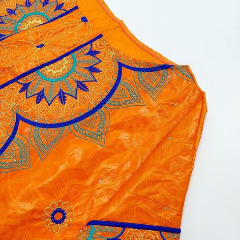 African Long Dress Nigerian Women Dashiki Robe for Wedding Party Plus Size Gowns Mali Basin Brocade Embroidery Clothing Orange in Saudi Arabia
