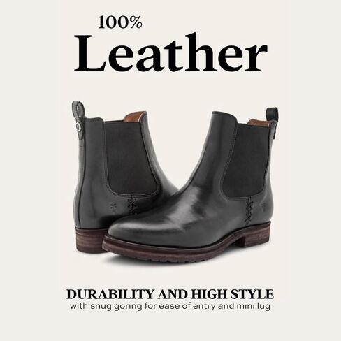 Frye Melissa Chelsea Boots for Women - Rugged and Comfortable Leather Lined Slip On Classics with Leather Outsole and Antique Metal Hardware in Kuwait