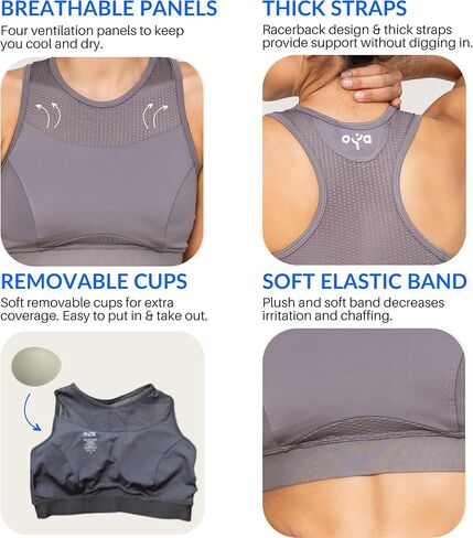 حمالة صدر رياضية من OYA FEMTECH للنساء ذات دعم عالٍ، حمالة صدر مضغوطة، حمالات صدر مريحة للنساء، حمالة صدر تبريد، حمالة صدر ماصة للرطوبة in Kuwait