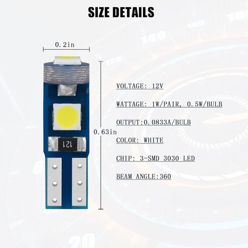 مجموعة مصابيح LED فائقة السطوع للوحة القيادة ولوحة الأدوات والمزيد - T5 37 74 LED مع مقبس قفل ملتوي، مثالية لمجموعات القياس وأضواء الخرائط ومرايا الزينة وصناديق القفازات. (أبيض) in Saudi Arabia