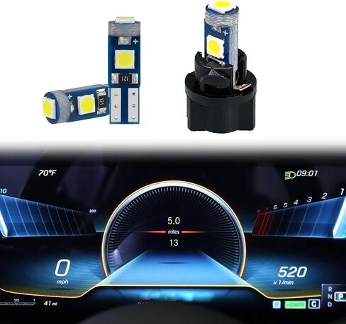مجموعة مصابيح LED فائقة السطوع للوحة القيادة ولوحة الأدوات والمزيد - T5 37 74 LED مع مقبس قفل ملتوي، مثالية لمجموعات القياس وأضواء الخرائط ومرايا الزينة وصناديق القفازات. (أبيض) in Saudi Arabia