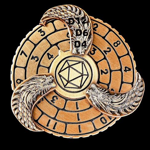 Fidget Spinner DND Dice Set, 7-in-1 Rotate Metal Fingertip Gyro Rotate Dungeons and Dragons DND Compass Dice, Cool RPG Role Playing Table Game Dice with Gift Box（Gold） in Saudi Arabia