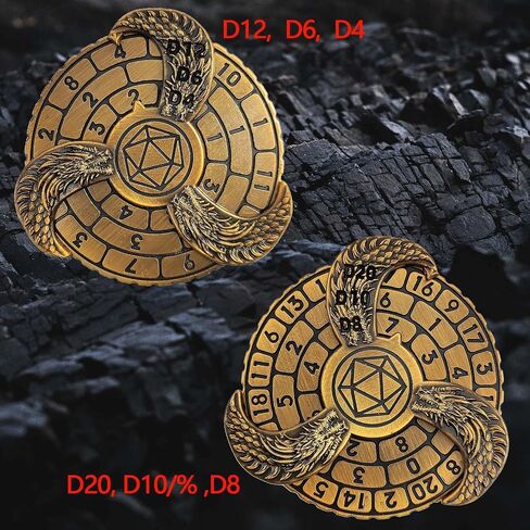 Fidget Spinner DND Dice Set, 7-in-1 Rotate Metal Fingertip Gyro Rotate Dungeons and Dragons DND Compass Dice, Cool RPG Role Playing Table Game Dice with Gift Box（Gold） in Saudi Arabia