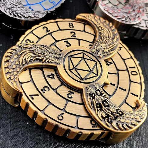 Fidget Spinner DND Dice Set, 7-in-1 Rotate Metal Fingertip Gyro Rotate Dungeons and Dragons DND Compass Dice, Cool RPG Role Playing Table Game Dice with Gift Box（Gold） in Saudi Arabia