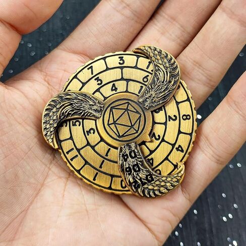 Fidget Spinner DND Dice Set, 7-in-1 Rotate Metal Fingertip Gyro Rotate Dungeons and Dragons DND Compass Dice, Cool RPG Role Playing Table Game Dice with Gift Box（Gold） in Saudi Arabia