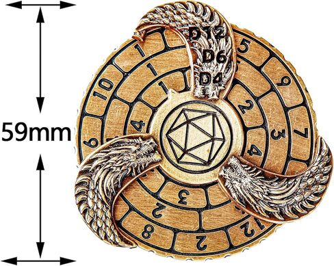 Fidget Spinner DND Dice Set, 7-in-1 Rotate Metal Fingertip Gyro Rotate Dungeons and Dragons DND Compass Dice, Cool RPG Role Playing Table Game Dice with Gift Box（Gold） in Saudi Arabia