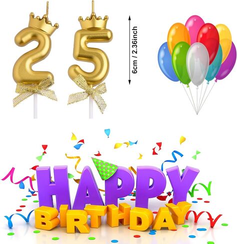 25th 52nd Birthday Candles, Red 52 25 Year Old Number Birthday Candles, Happy Birthday Party Cake Topper Decoration Gifts for Women Men in Saudi Arabia