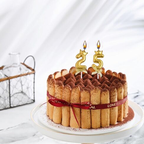 25th 52nd Birthday Candles, Red 52 25 Year Old Number Birthday Candles, Happy Birthday Party Cake Topper Decoration Gifts for Women Men in Saudi Arabia