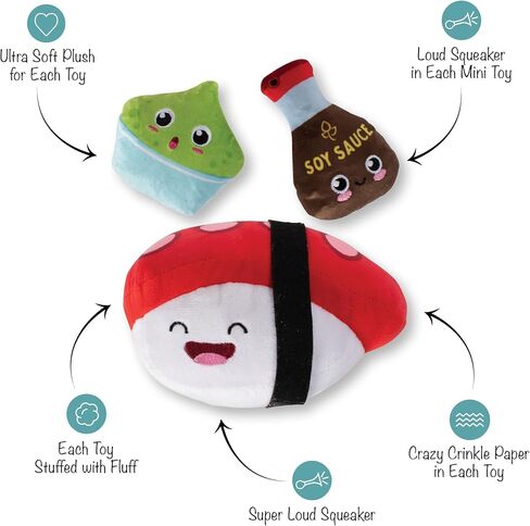 Fringe Studio Plush Dog Toy Set, Soy Mates, 3 Piece Set, Pet Shop Collection (312503) in Saudi Arabia