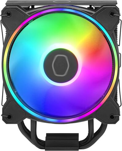 Cooler Master Hyper 212 Halo CPU Sink - Black Aluminum Finish, 4 Heat Continuous Direct Contact Pipes with Fins, MF120 Halo2 ARGB Fan, ARGB Detects, LGA1700 and AM5 Support - Black in Kuwait