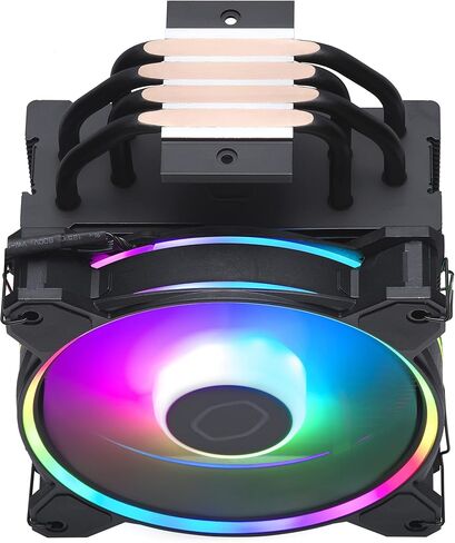 Cooler Master Hyper 212 Halo CPU Sink - Black Aluminum Finish, 4 Heat Continuous Direct Contact Pipes with Fins, MF120 Halo2 ARGB Fan, ARGB Detects, LGA1700 and AM5 Support - Black in Kuwait