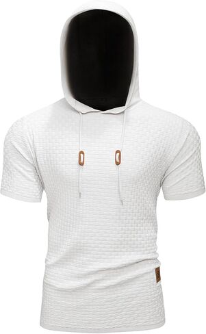 Zaitun Men's Short Sleeve Hoodie Shirt Casual Waffle Knitted Pullover Sweater in Kuwait