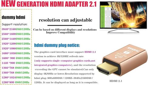 HDMI Dummy Plug Headless Ghost Display Emulator HDMI-Compatible（Fit Headless-1440P@120/144hz） (2560X1440@120-144hz) in Saudi Arabia