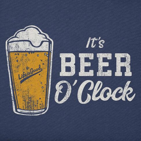 Life is Good - Mens It's Beer O'Clock T-Shirt, Color Darkest Blue, Size: Large in Saudi Arabia