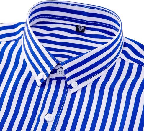 Men's Long Sleeve Dress Shirts Casual Business Vertical Striped Button Down Slim Fit Shirts in Kuwait