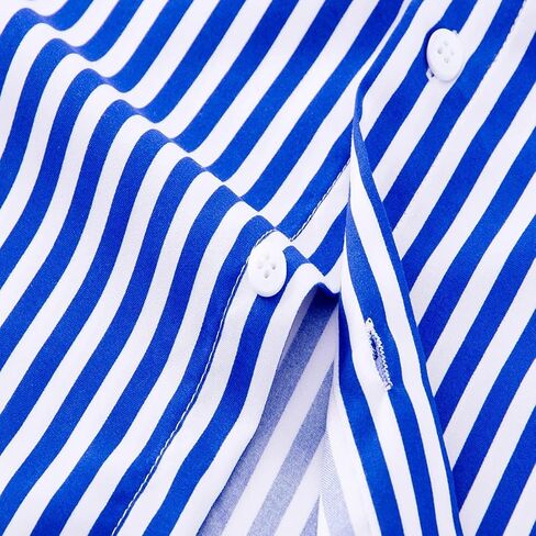 Men's Long Sleeve Dress Shirts Casual Business Vertical Striped Button Down Slim Fit Shirts in Kuwait