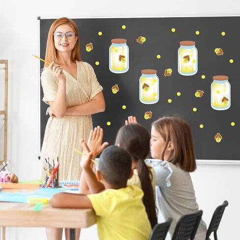 48 Pcs Mason Jar Firefly Bulletin Board Cutouts Firefly Cutouts Mason Jar Classroom Cutouts Summer Bulletin Board Decorations for Bulletin Board Welcome Party Classroom, 16 Styles in Saudi Arabia
