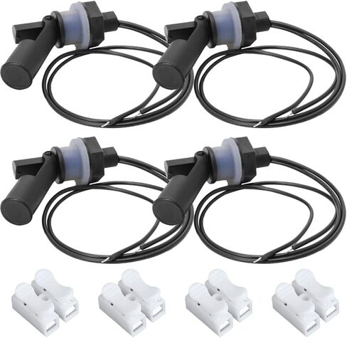 Float Switch Side Mount, Water Level Sensor Liquid Level Sensing Float Switch with 40cm Wire Cable for Fish Aquarium Tank Pool, with Spring Wire Connectors (4 Pack, Black) in Saudi Arabia