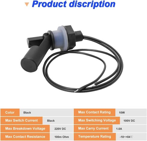 Float Switch Side Mount, Water Level Sensor Liquid Level Sensing Float Switch with 40cm Wire Cable for Fish Aquarium Tank Pool, with Spring Wire Connectors (4 Pack, Black) in Saudi Arabia