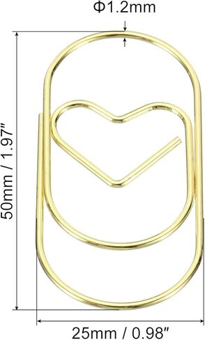MECCANIXITY Paper Clip Heart-Shaped Cute Decorative Fun Clips Bookmarks 2 Inch Silver Tone for Organize Office Home, Pack of 50 in Kuwait