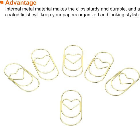 MECCANIXITY Paper Clip Heart-Shaped Cute Decorative Fun Clips Bookmarks 2 Inch Silver Tone for Organize Office Home, Pack of 50 in Kuwait