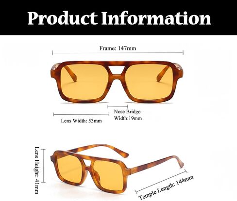 70s Retro Square Sunglasses for Women Men Trendy Vintage Rectangle Shades Classic Double Bridge Sun Glasses in Saudi Arabia