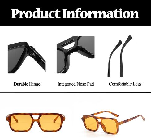 70s Retro Square Sunglasses for Women Men Trendy Vintage Rectangle Shades Classic Double Bridge Sun Glasses in Saudi Arabia