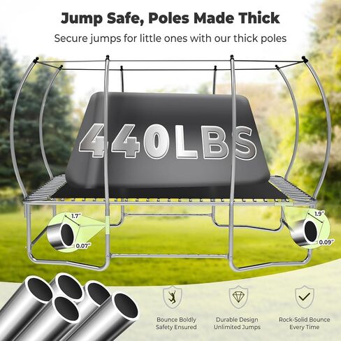 14FT 16FT Outdoor Rectangle Trampoline for Kids and Adults, Rectangular Trampoline with Curved Poles, Pumpkin Trampoline with Light, Sprinkler, Soccer and Storage Bag in Saudi Arabia