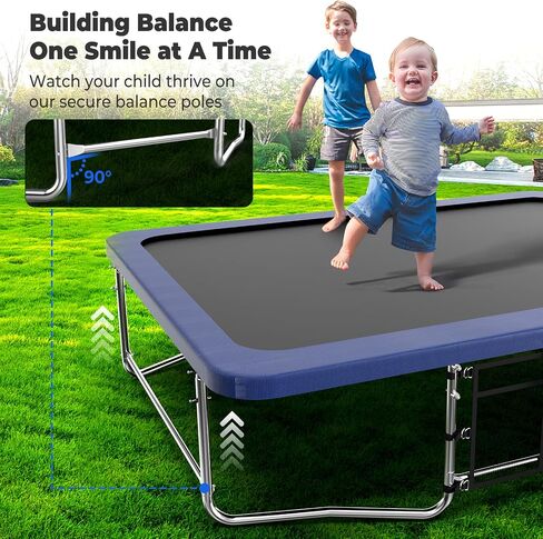 14FT 16FT Outdoor Rectangle Trampoline for Kids and Adults, Rectangular Trampoline with Curved Poles, Pumpkin Trampoline with Light, Sprinkler, Soccer and Storage Bag in Saudi Arabia