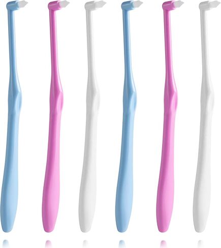 6 Pcs Tufted Toothbrush Interspace Brush End-tuft Tapered Toothbrush Soft Trim Toothbrush Wisdom Gap Toothbrush for Orthodontic Braces Bridges Line and Detail Cleaning in Kuwait